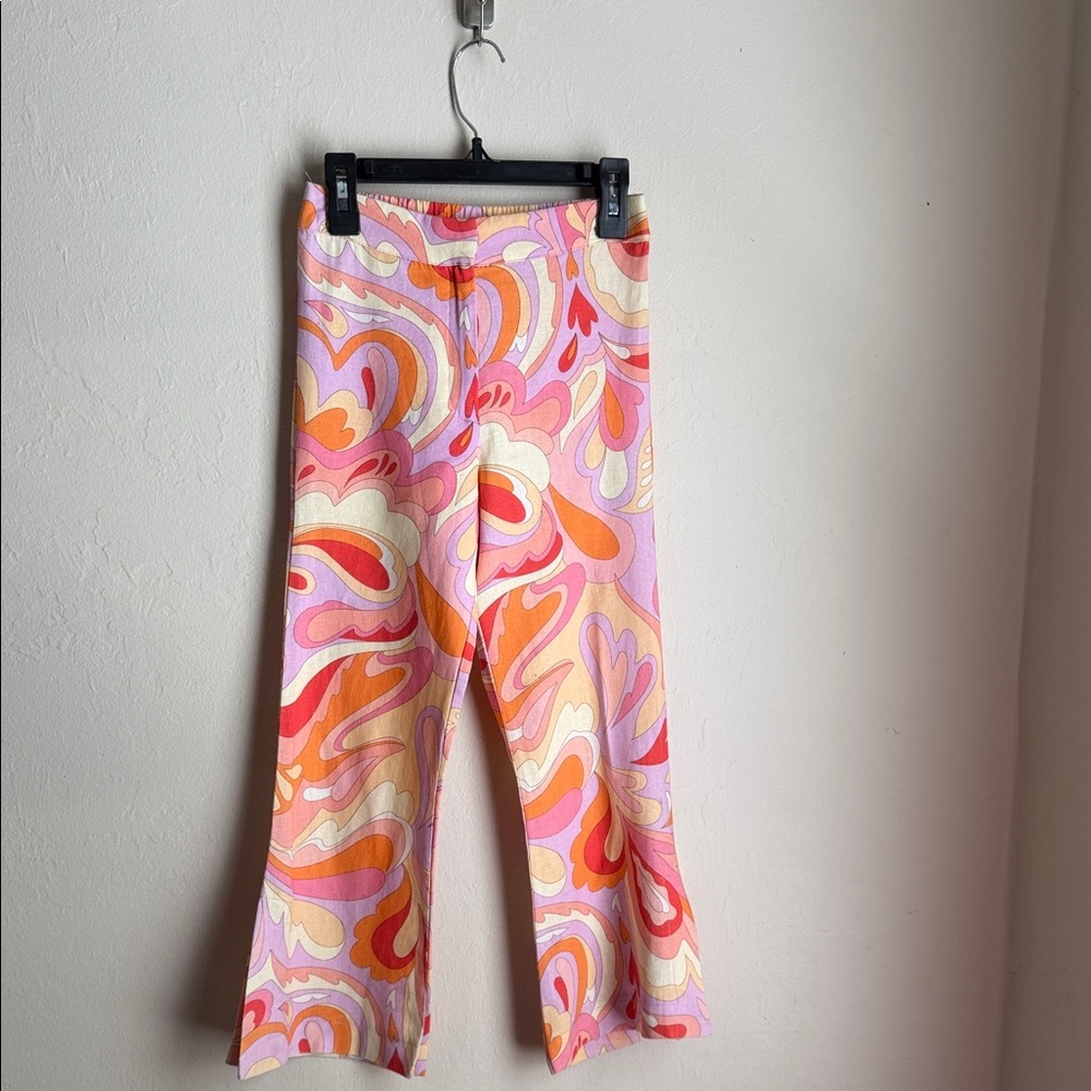 Zara Kids Pink Orange Cream Swirl Flare Jeans